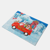 Engelse Bulldog met kerstcadeau Truck Snow Deurmat (Schuin)