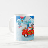 Engelse Bulldog met kerstcadeau Truck Snow Koffiemok (Voorkant links)