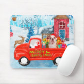 Engelse Bulldog met kerstcadeau Truck Snow Muismat (Met muis)