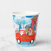 Engelse Bulldog met kerstcadeau Truck Snow Papieren Bekers (Achterkant)