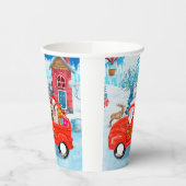 Engelse Bulldog met kerstcadeau Truck Snow Papieren Bekers (Links)