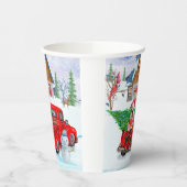 Engelse Bulldog met kerstcadeau Truck Snow Papieren Bekers (Links)