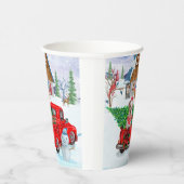 Engelse Bulldog met kerstcadeau Truck Snow Papieren Bekers (Rechts)