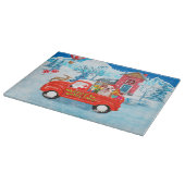 Engelse Bulldog met kerstcadeau Truck Snow Snijplank (Hoek)