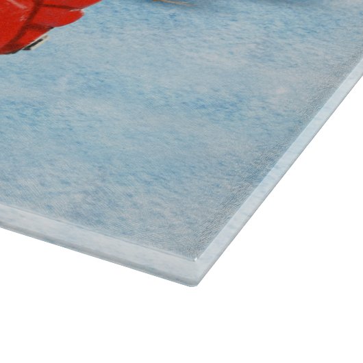 Engelse Bulldog met kerstcadeau Truck Snow Snijplank (Hoek)