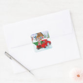 Engelse Bulldog met kerstcadeau Truck Snow Vierkante Sticker (Envelop)
