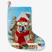 Engelse Bulldog met kerstcadeaus Kleine Kerstsok (Voorkant)