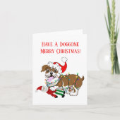 Engelse Bulldog met kerstlampjes voor prettig kers Feestdagen Kaart (Voorkant)