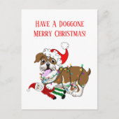 Engelse Bulldog met kerstlampjes voor prettig kers Feestdagenkaart (Voorkant)