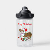 Engelse Bulldog met kerstlampjes voor prettig kers Waterfles (Achterkant)