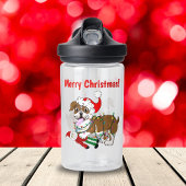 Engelse Bulldog met kerstlampjes voor prettig kers Waterfles