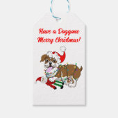 Engelse Bulldog Met Kerstverlichting  Cadeaulabel (Voorkant)