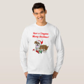 Engelse Bulldog Met Kerstverlichting T-shirt (Voorkant volledig)
