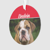 Engelse Bulldog met naam en kerstfoto Ornament (voorkant)