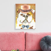 Engelse Bulldog met petten waterverf Canvas Afdruk (Insitu (Woonkamer))