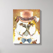 Engelse Bulldog met petten waterverf Canvas Afdruk (Voorkant)