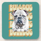 Engelse Bulldog met Retro Font Bier Onderzetter (Voorkant)