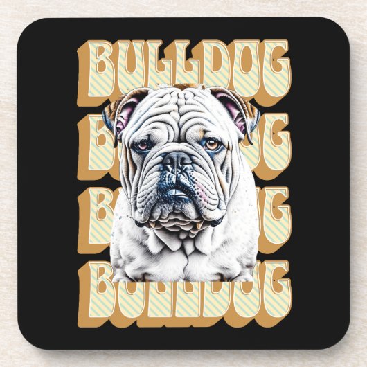 Engelse Bulldog met Retro Font Bier Onderzetter (Voorkant)