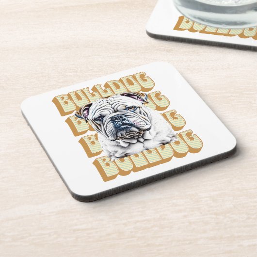 Engelse Bulldog met Retro Font Bier Onderzetter (Linkerzijde)
