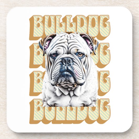 Engelse Bulldog met Retro Font Bier Onderzetter (Voorkant)
