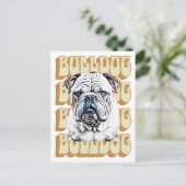 Engelse Bulldog met Retro Font Briefkaart (Staand voorkant)