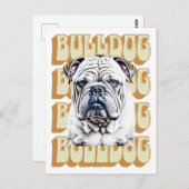 Engelse Bulldog met Retro Font Briefkaart (Voorkant / Achterkant)