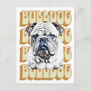 Engelse Bulldog met Retro Font Briefkaart