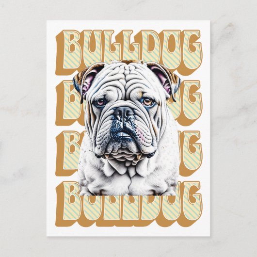 Engelse Bulldog met Retro Font Briefkaart (Voorkant)