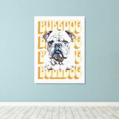 Engelse Bulldog met Retro Font Canvas Afdruk (Insitu (Houten vloer))