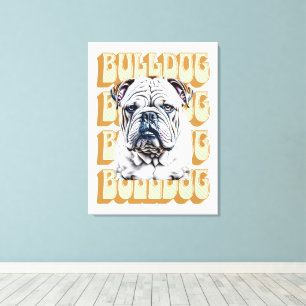 Engelse Bulldog met Retro Font Canvas Afdruk