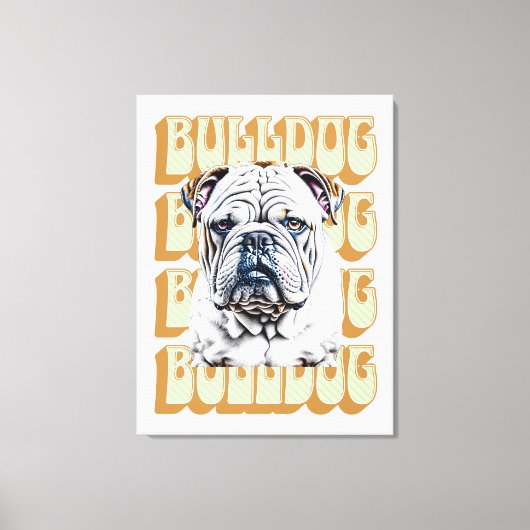 Engelse Bulldog met Retro Font Canvas Afdruk (Voorkant)