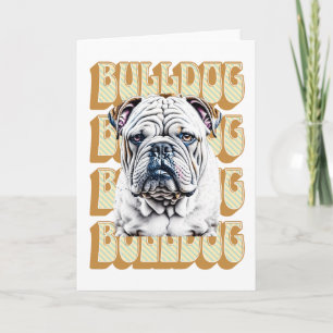 Engelse Bulldog met Retro Font Kaart