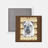 Engelse Bulldog met Retro Font Magneet (Voorkant / Achterkant)