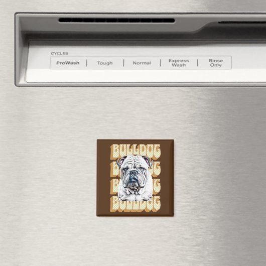 Engelse Bulldog met Retro Font Magneet (Insitu (Vaatwasser))