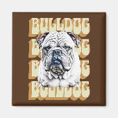 Engelse Bulldog met Retro Font Magneet (Voorkant)
