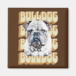 Engelse Bulldog met Retro Font Magneet