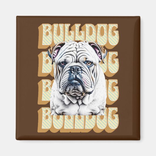 Engelse Bulldog met Retro Font Magneet (Voorkant)