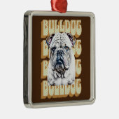 Engelse Bulldog met Retro Font Metalen Ornament (Rechts)
