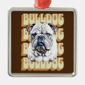 Engelse Bulldog met Retro Font Metalen Ornament (Voorkant)