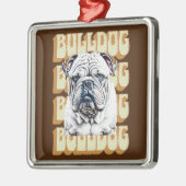 Engelse Bulldog met Retro Font Metalen Ornament (Links)