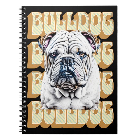Engelse Bulldog met Retro Font Notitieboek (Voorkant)