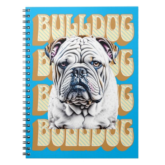 Engelse Bulldog met Retro Font Notitieboek (Voorkant)