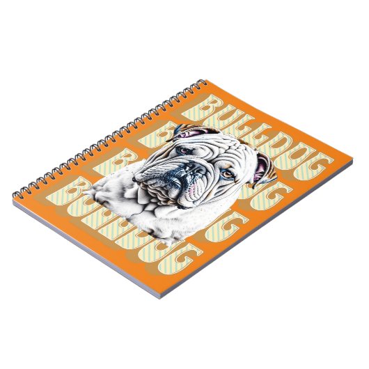 Engelse Bulldog met Retro Font Notitieboek (Linkerzijde)