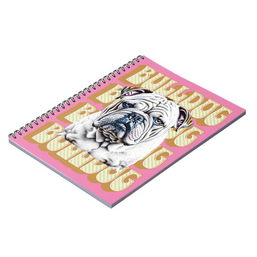 Engelse Bulldog met Retro Font Notitieboek (Linkerzijde)