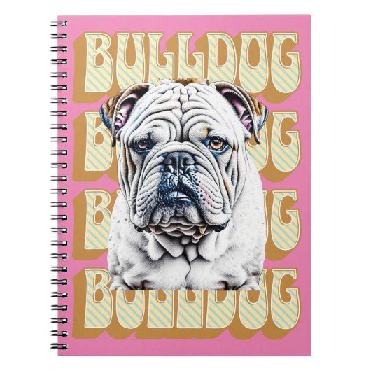 Engelse Bulldog met Retro Font Notitieboek (Voorkant)