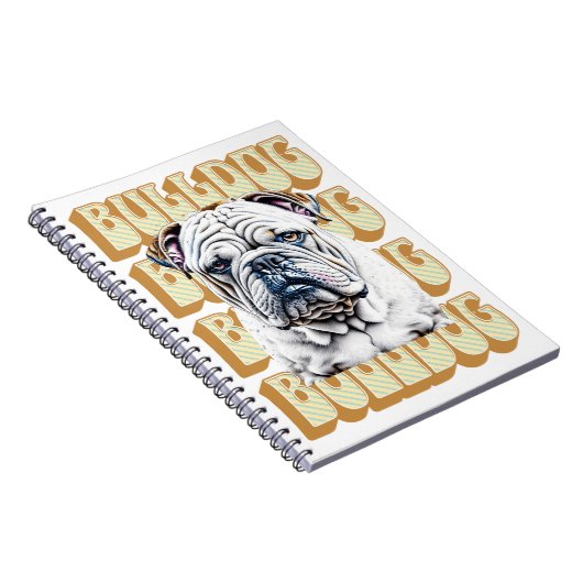 Engelse Bulldog met Retro Font Notitieboek (Rechterzijde)