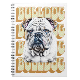 Engelse Bulldog met Retro Font Notitieboek