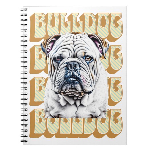 Engelse Bulldog met Retro Font Notitieboek (Voorkant)