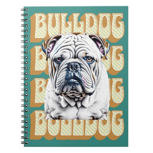 Engelse Bulldog met Retro Font Notitieboek (Voorkant)