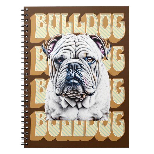 Engelse Bulldog met Retro Font Notitieboek (Voorkant)